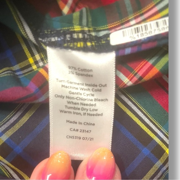 TALBOTS Plaid Tartan Perfect Shirt with Gold Buttons Women’s Plus 14 - Picture 10 of 10